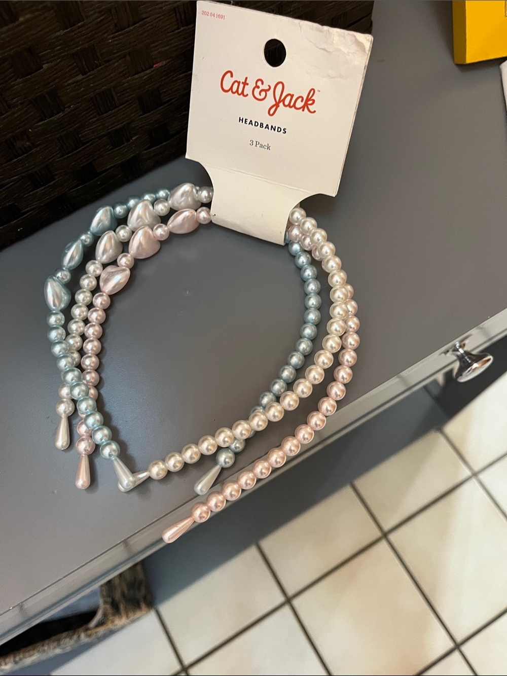Cat & Jack Pearl-Style Headband Trio - Light Blue & Light Pink
